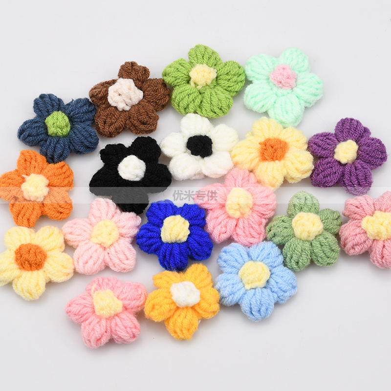 Embellish Craft - Handmade Crochet Five Petal Flower Appliques,