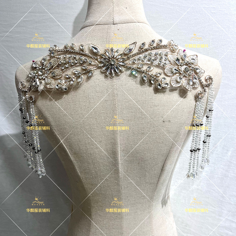 Beaded Trim Fringe - Hand Beaded Fringe Trim with Pendants