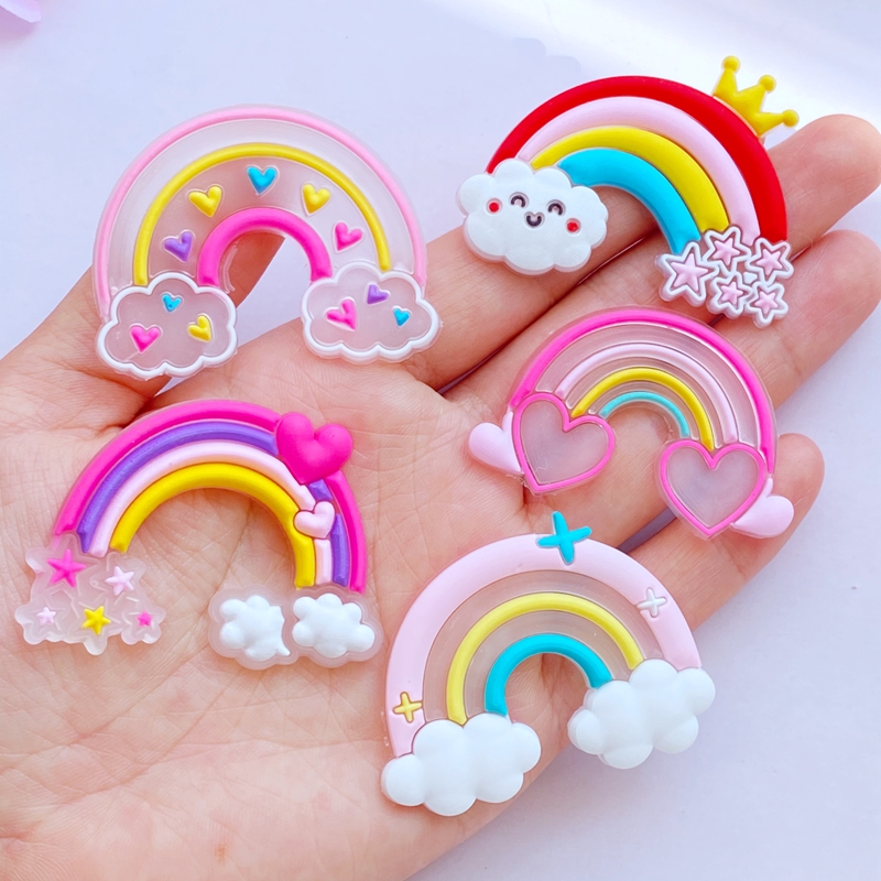 Embellishment Glue Craft - 10pcs New Cute Transparent Cartoon Rainbow
