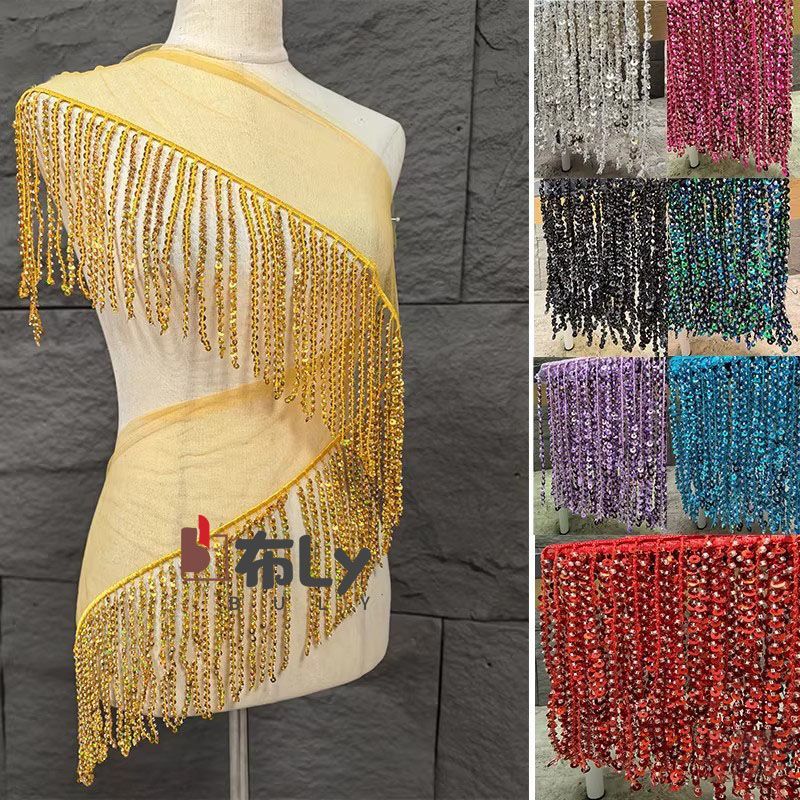 Beaded Trim Fringe - 15cm Beaded Sequin Tassel Fringe, Ethnic