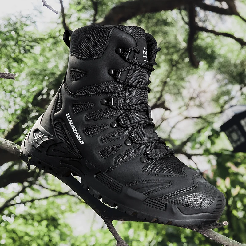 Guipure Lace Panel - Men's Outdoor Hiking Tactical Boots Ankle