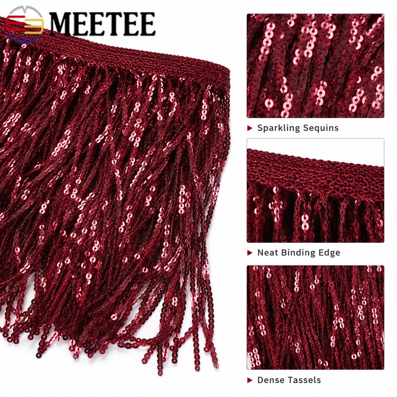 3/5Yards 20cm Sequin Tassel Fr - Fringe Ribbon Sewing recension och pris