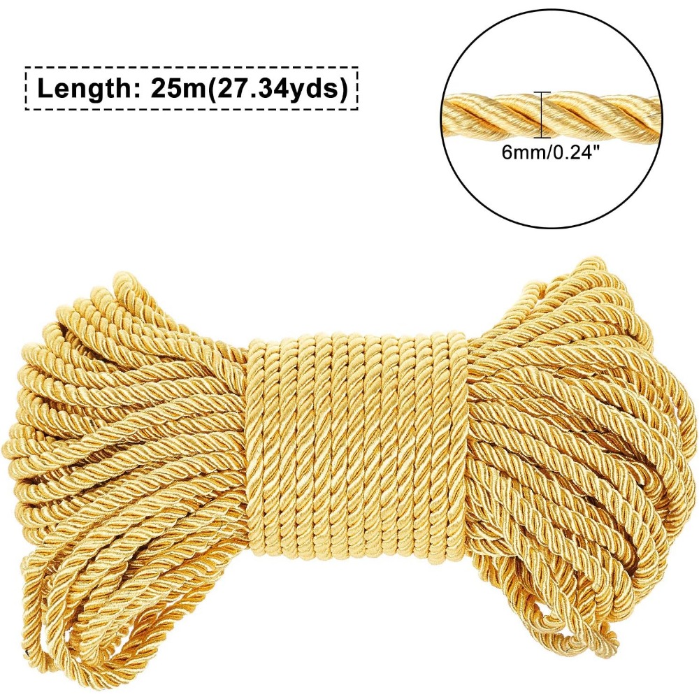 6mm Gold Cord 27 Yards Twisted - Cord Trim Twisted recension och pris
