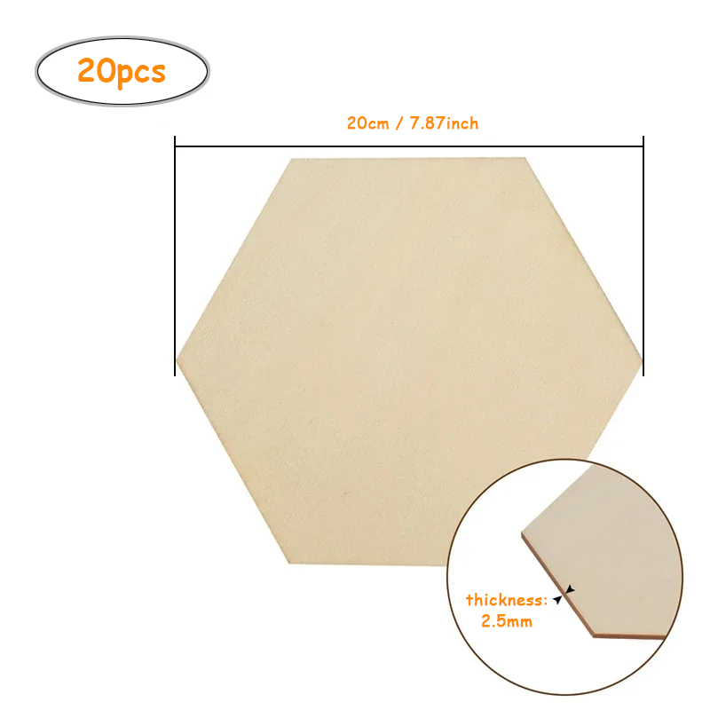 20pcs 20cm Hexagon Unfinished  - Embellish Craft recension och pris