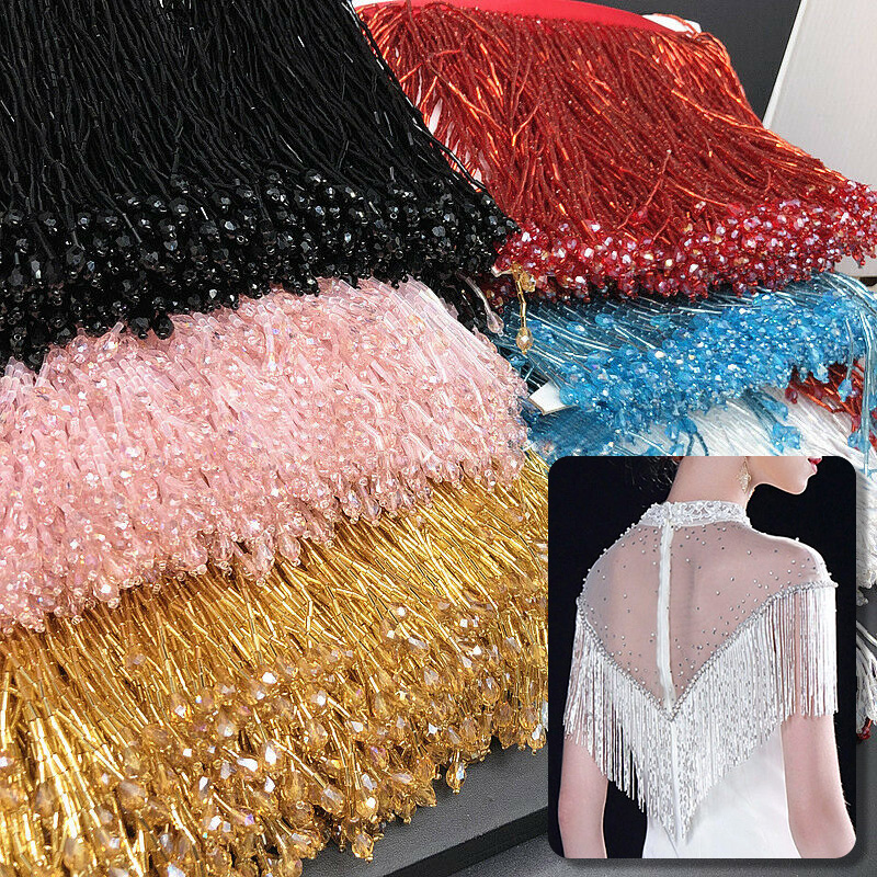 90x15cm Crystal Tassel Lace Be - Beaded Trim Fringe recension och pris