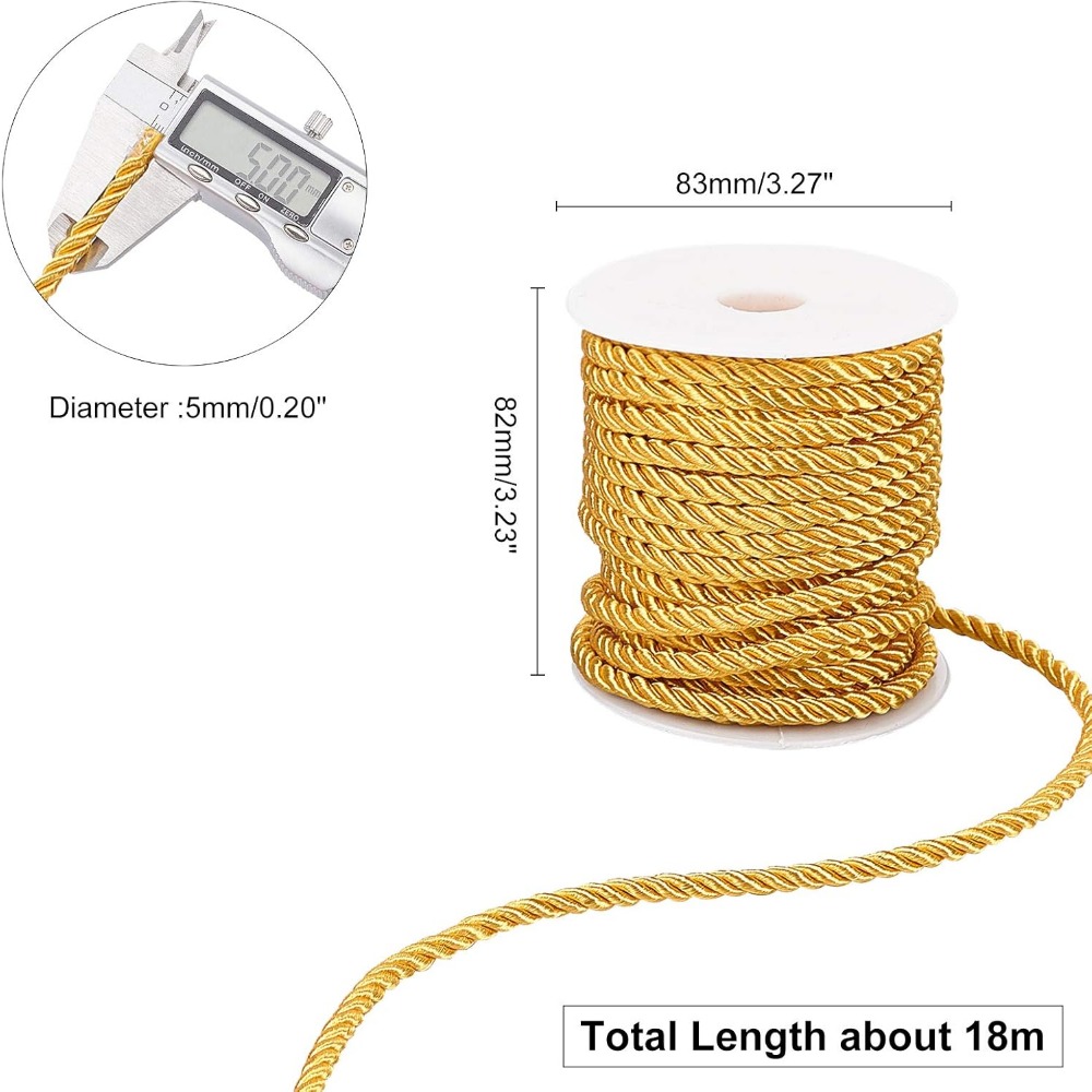 59 Feet Gold Cord 5mm Twisted  - Cord Trim Twisted recension och pris