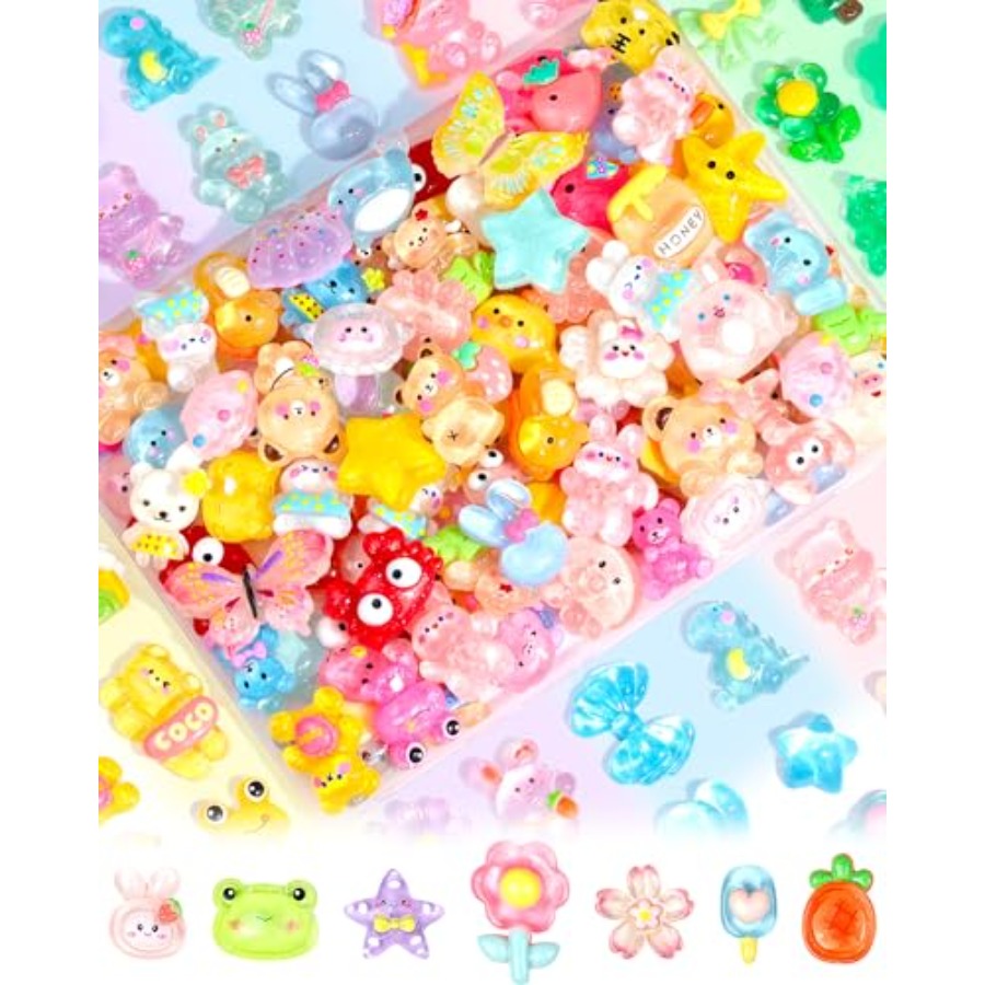 100PCS Cute Slime Charms Bulk  - Easter Craft Embellishment Set recension och pris
