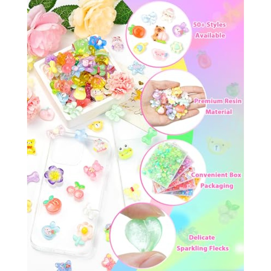 100PCS Cute Slime Charms Bulk  - Easter Craft Embellishment Set recension och pris