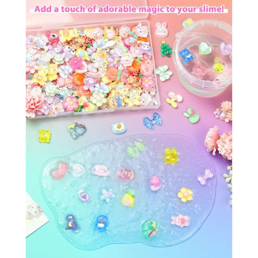 100PCS Cute Slime Charms Bulk  - Easter Craft Embellishment Set recension och pris